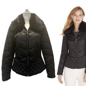 White House Black Market Black Puffer Jacket sz L